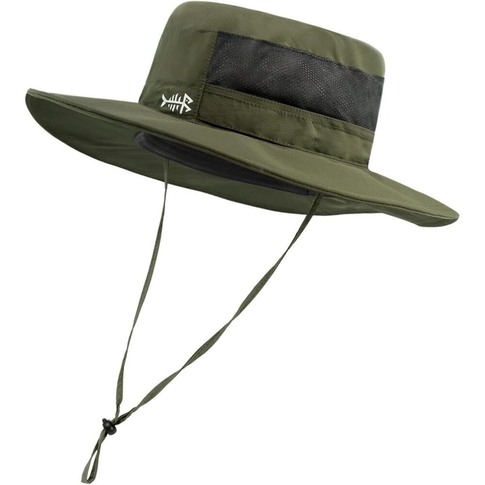 Unisex Army Green 100% Nylon Shell Wide Brim Mesh Vent with Neck Flap Cowboy Hat